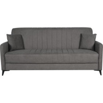 Canapé convertible - 3 places - ENZO - Tissu taupe - 2 coussins - Cof