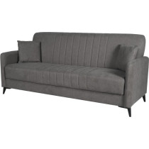 Canapé convertible - 3 places - ENZO - Tissu taupe - 2 coussins - Cof