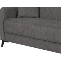 Canapé convertible - 3 places - ENZO - Tissu taupe - 2 coussins - Cof