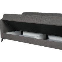 Canapé convertible - 3 places - ENZO - Tissu taupe - 2 coussins - Cof