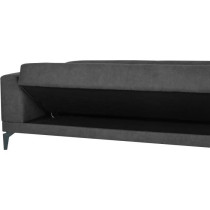 Canapé convertible 3 places - HENRY - Tissu gris clair - 3 coussins -