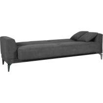 Canapé convertible 3 places - HENRY - Tissu gris clair - 3 coussins -