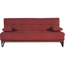 Banquette convertible 3 places - LIMRA - Tissu rouge - 2 coussins - Co
