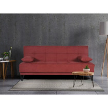 Banquette convertible 3 places - LIMRA - Tissu rouge - 2 coussins - Co