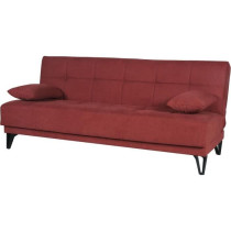 Banquette convertible 3 places - LIMRA - Tissu rouge - 2 coussins - Co