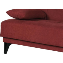 Banquette convertible 3 places - LIMRA - Tissu rouge - 2 coussins - Co