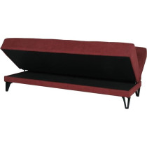 Banquette convertible 3 places - LIMRA - Tissu rouge - 2 coussins - Co