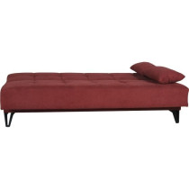 Banquette convertible 3 places - LIMRA - Tissu rouge - 2 coussins - Co