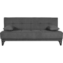 Banquette convertible 3 places - LIMRA - Tissu gris clair - 2 coussins