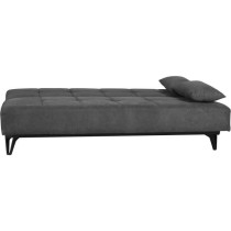 Banquette convertible 3 places - LIMRA - Tissu gris clair - 2 coussins