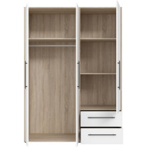 Armoire de chambre - MOKKARIS - Chene Sonoma / Blanc mat - 3 portes -