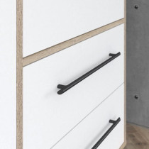 Armoire de chambre - MOKKARIS - Chene Sonoma / Blanc mat - 3 portes -