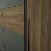 Armoire de chambre - NARAGO - Chene Mauvella / Sauge - 2 portes battan