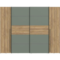 Armoire de chambre - NARAGO - Chene Mauvella / Sauge - 2 portes battan