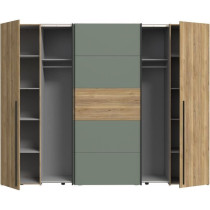 Armoire de chambre - NARAGO - Chene Mauvella / Sauge - 2 portes battan