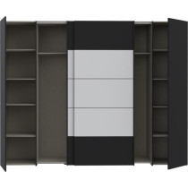 Armoire de chambre - NARAGO - Noir / Blanc - 2 portes battantes, 2 por