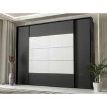 Armoire de chambre - NARAGO - Noir / Blanc - 2 portes battantes, 2 por