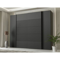 Armoire de chambre - NARAGO - Noir / Blanc - 2 portes battantes, 2 por