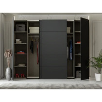 Armoire de chambre - NARAGO - Noir / Blanc - 2 portes battantes, 2 por