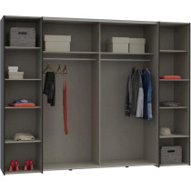 Armoire de chambre - NARAGO - Noir / Blanc - 2 portes battantes, 2 por