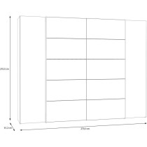 Armoire de chambre - NARAGO - Noir / Blanc - 2 portes battantes, 2 por
