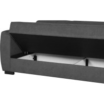 Canapé convertible 3 places - OSCAR - Tissu gris clair - 2 coussins -