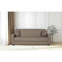 Canapé convertible 3 places - OSCAR - Tissu beige - 2 coussins - Coff