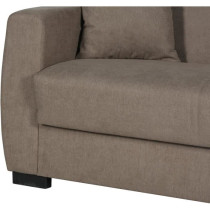 Canapé convertible 3 places - OSCAR - Tissu beige - 2 coussins - Coff