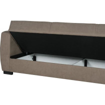 Canapé convertible 3 places - OSCAR - Tissu beige - 2 coussins - Coff
