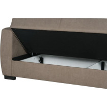 Canapé convertible 3 places - OSCAR - Tissu beige - 2 coussins - Coff