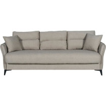 Canapé convertible 3 places - OTTOWA - Tissu beige - 2 coussins - Cof