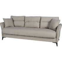 Canapé convertible 3 places - OTTOWA - Tissu beige - 2 coussins - Cof
