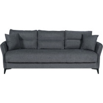 Canapé convertible 3 places - OTTOWA - Tissu gris foncé - 2 coussins