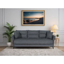 Canapé convertible 3 places - OTTOWA - Tissu gris foncé - 2 coussins