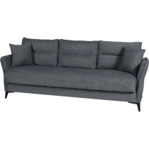 Canapé convertible 3 places - OTTOWA - Tissu gris foncé - 2 coussins