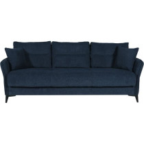Canapé convertible 3 places - OTTOWA - Tissu bleu foncé - 2 coussins