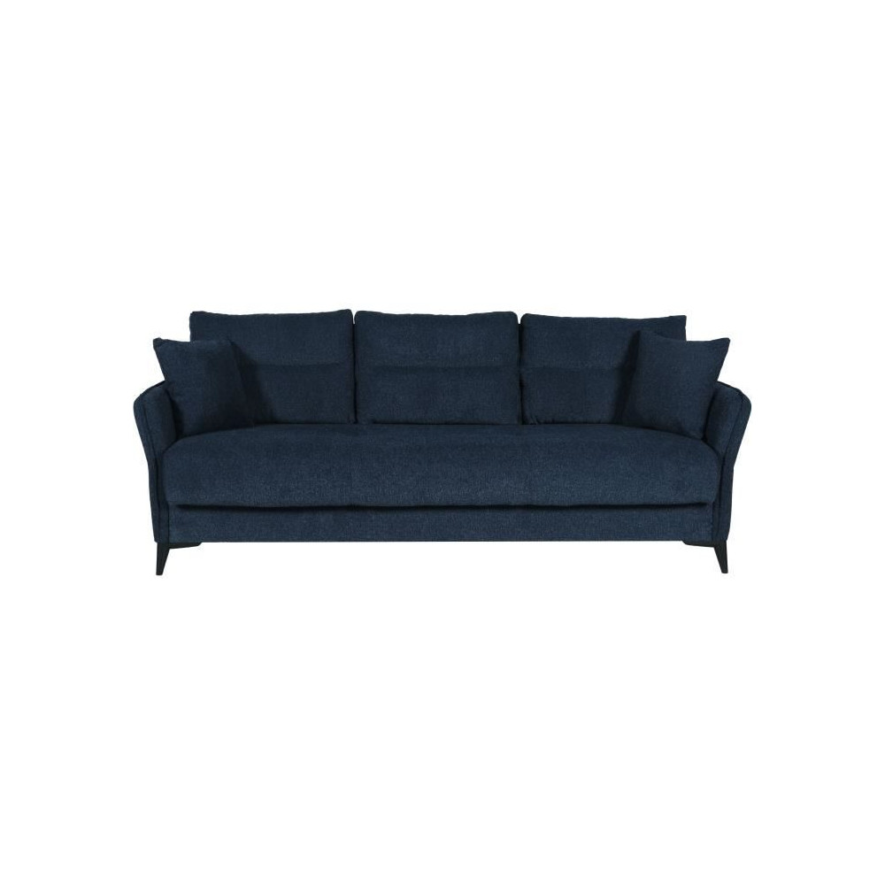 Canapé convertible 3 places - OTTOWA - Tissu bleu foncé - 2 coussins Canapé convertible 3 places - OTTOWA - Tissu bleu foncé - 2 coussins