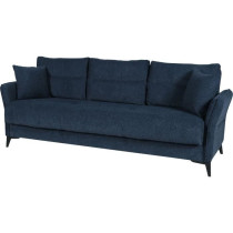 Canapé convertible 3 places - OTTOWA - Tissu bleu foncé - 2 coussins