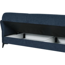 Canapé convertible 3 places - OTTOWA - Tissu bleu foncé - 2 coussins