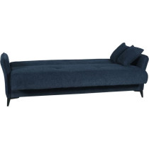 Canapé convertible 3 places - OTTOWA - Tissu bleu foncé - 2 coussins