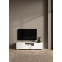 Meuble TV - MEDIA - Blanc mat - 2 portes, 1 tiroir - 147,2 x 39,8 x 38