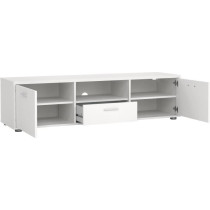 Meuble TV - MEDIA - Blanc mat - 2 portes, 1 tiroir - 147,2 x 39,8 x 38