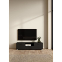 Meuble TV - MEDIA - Noir mat - 2 portes, 1 tiroir - 147,2 x 39,8 x 38,