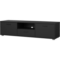 Meuble TV - MEDIA - Noir mat - 2 portes, 1 tiroir - 147,2 x 39,8 x 38,