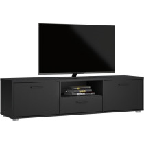 Meuble TV - MEDIA - Noir mat - 2 portes, 1 tiroir - 147,2 x 39,8 x 38,