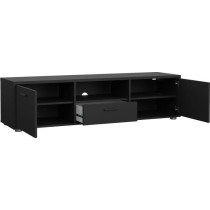 Meuble TV - MEDIA - Noir mat - 2 portes, 1 tiroir - 147,2 x 39,8 x 38,