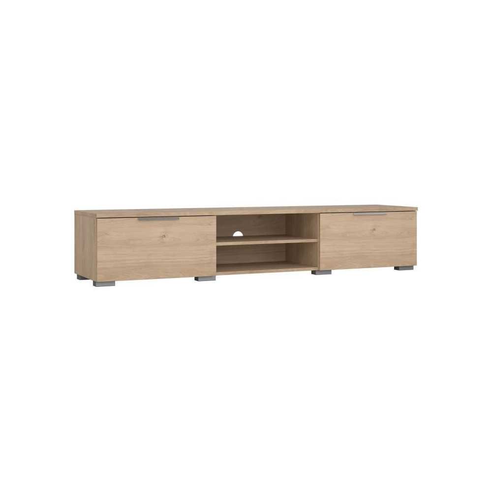 Meuble TV - MATCH - Beige effet bois mat - 2 tiroirs, une niche - 172, Meuble TV - MATCH - Beige effet bois mat - 2 tiroirs, une niche - 172,