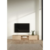 Meuble TV - MATCH - Beige effet bois mat - 2 tiroirs, une niche - 172,