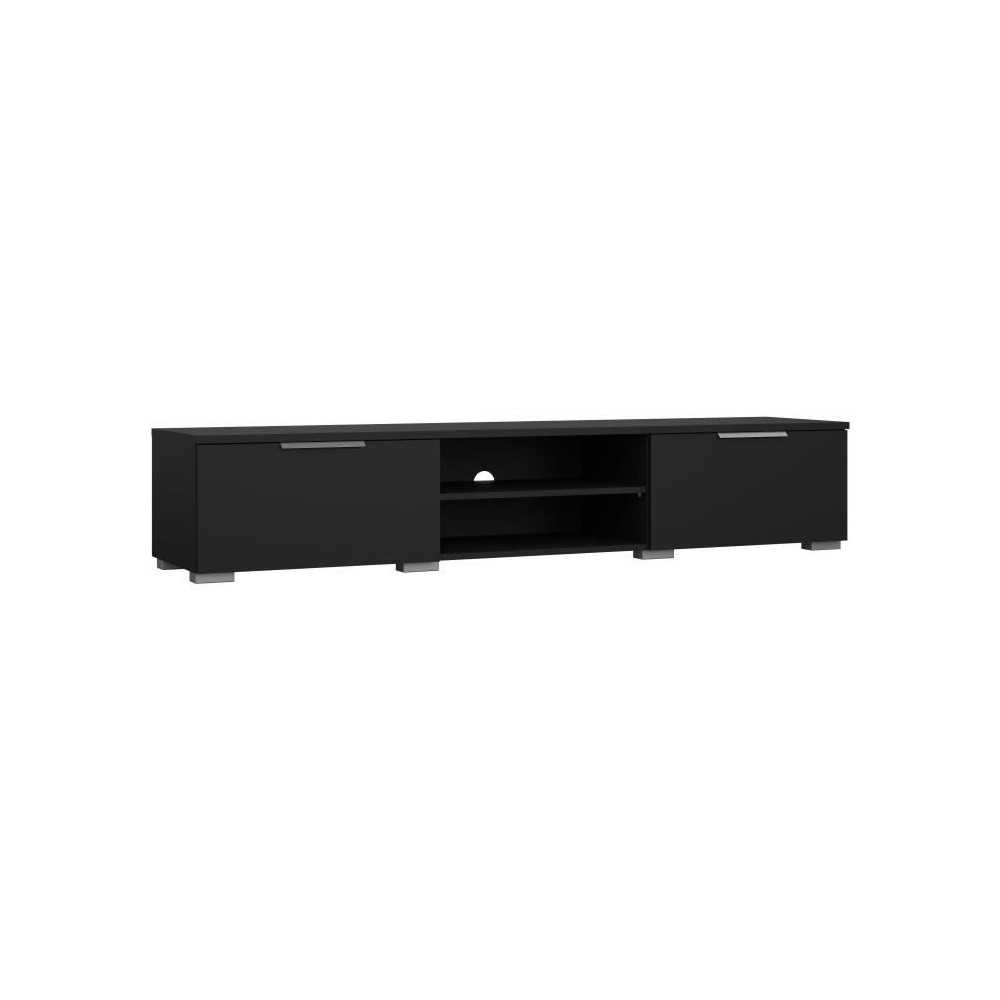 Meuble TV - MATCH - Noir mat - 2 tiroirs, une niche - 172,7 x 39,9 x 3 Meuble TV - MATCH - Noir mat - 2 tiroirs, une niche - 172,7 x 39,9 x 3