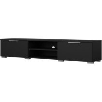 Meuble TV - MATCH - Noir mat - 2 tiroirs, une niche - 172,7 x 39,9 x 3